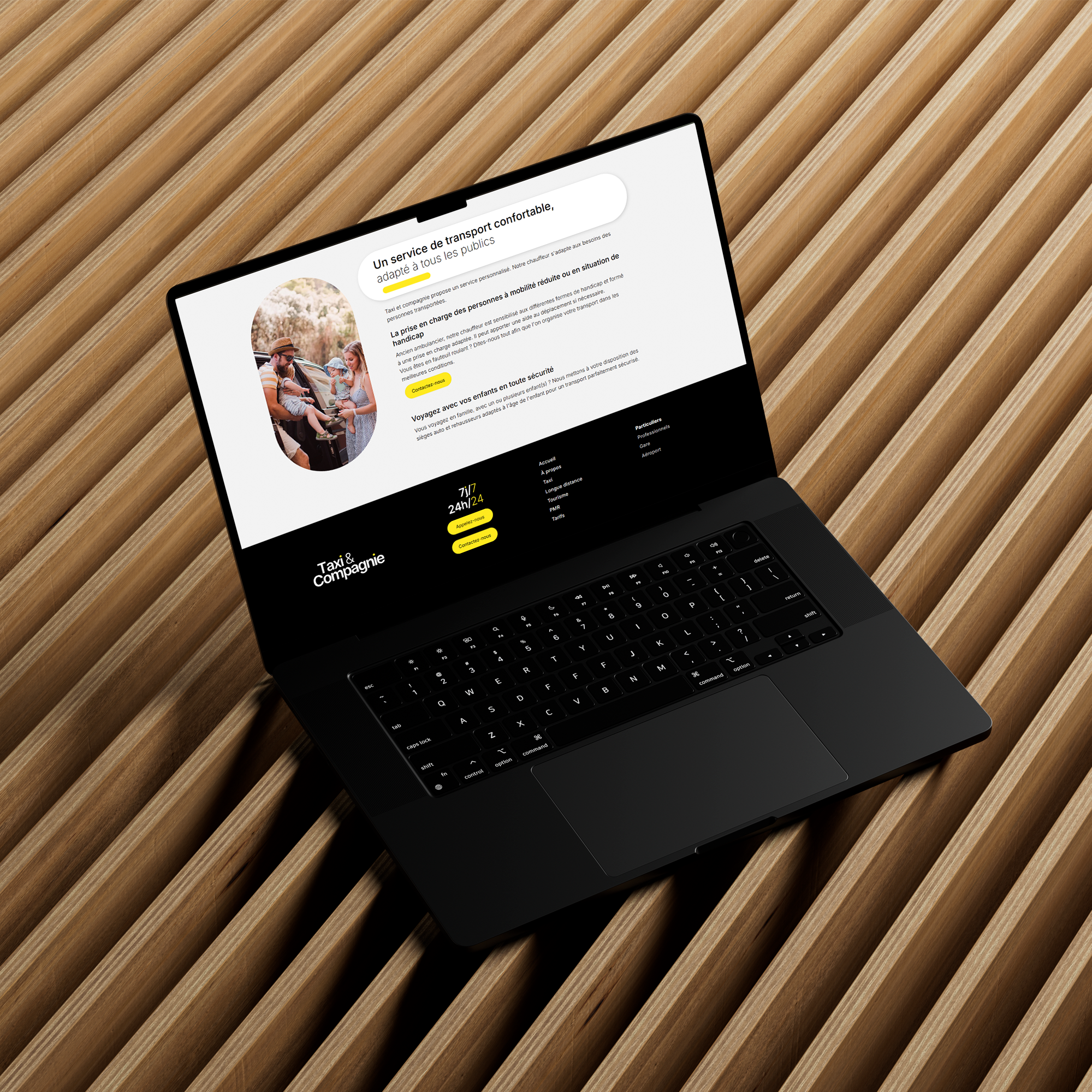 Macbook montrant le site de Taxi & Compagnie